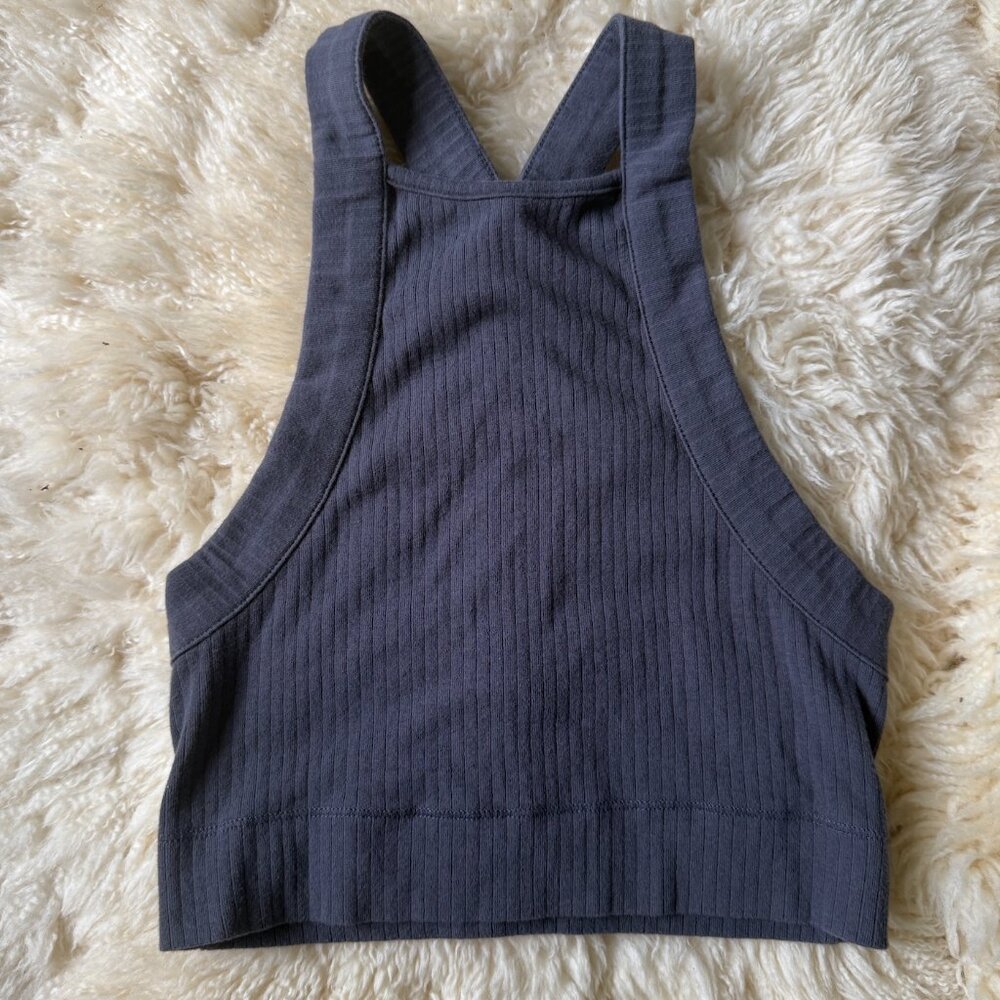 NWOT Intimately Free People Catch Up Brami Gray Ribbed Cropped Tank Top Small